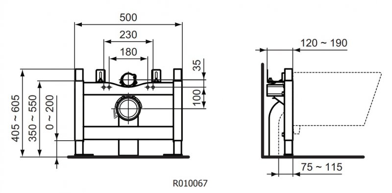 IDEAL Standard ProSys Podomietkový WC pol-modul R010067