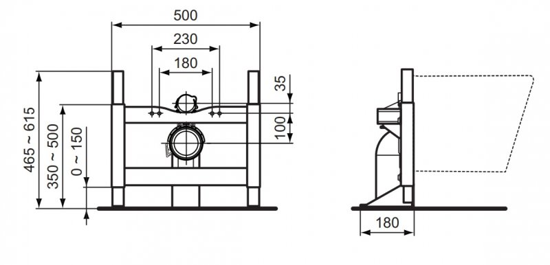IDEAL Standard ProSys Podomietkový WC pol-modul, voľne stojace R010167