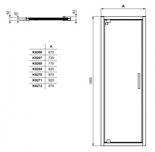 IDEAL Standard Connect 2 Pivotové sprchové dvere rôzne prevedenia