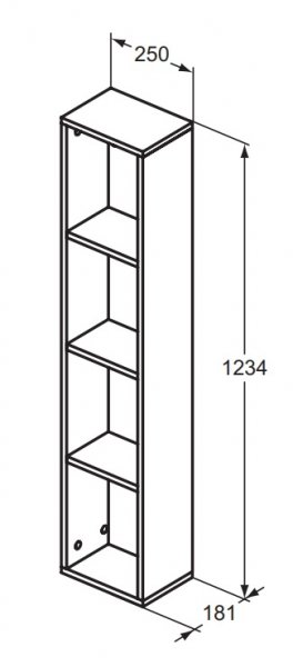 IDEAL Standard Adapto Stredne vysoká skrinka otvorená rôzne prevedenia, 250 x 181 x 1234 mm