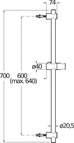 Jika Cubito Pure Sprchová tyč 700 mm, chróm H3641X00043101 (3.641X.0.004.310.1)