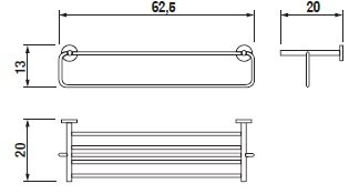 Jika Basic Polička na uteráky 625x200 mm, chróm H3813A60040001 (3.813A.6.004.000.1)