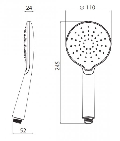 Sapho Ručná sprcha, 1 režim sprchovania, priemer 110mm ABS/chróm lesk/biela 1204-28