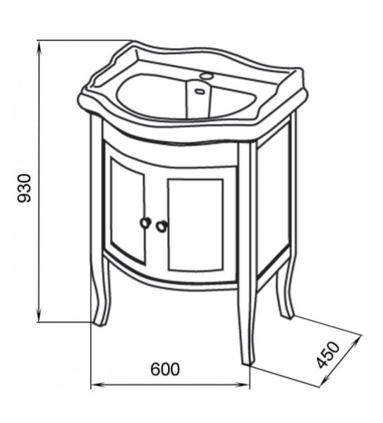 Sapho RETRO Umývadlová skrinka rôzne prevedenia, 60x80x45cm