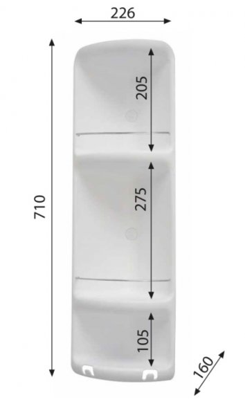 Sapho WHITE LINE Rohová polička s 3 poschodiami biela, 226 × 710 × 160 mm 7081