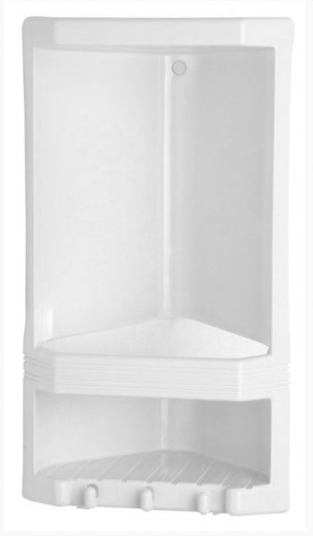 Sapho WHITE LINE Rohová polička s 2 poschodiami biela, 189 × 385 × 139 mm 8079