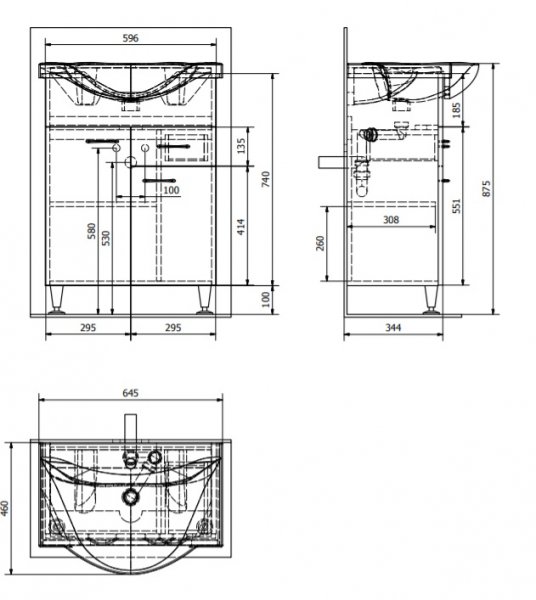 Sapho KERAMIA FRESH Umývadlová skrinka rôzne prevedenia, 60,6x74x33,7cm
