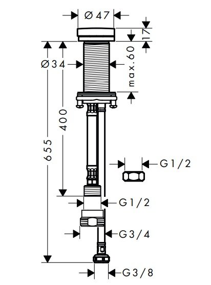 HANSGROHE F21 Kuchyňský uzavírací ventil různá provedení
