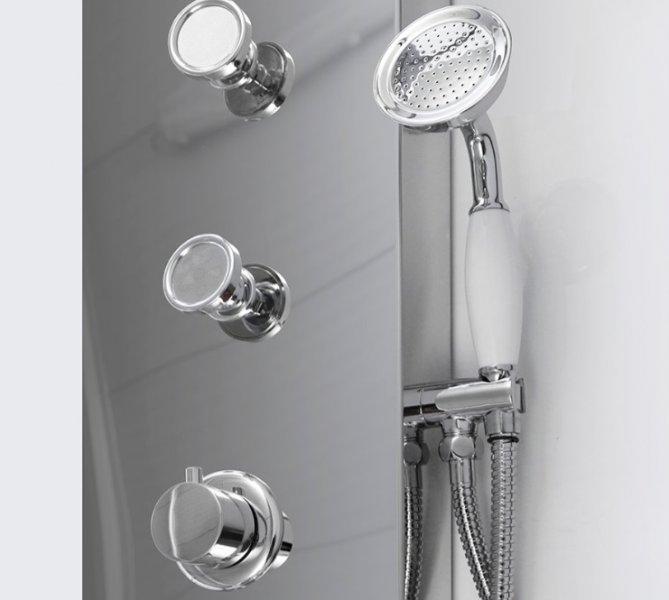 Aquatek MILO Hydromasážny sprchový panel oceľový mechanická batéria HPMILOMB