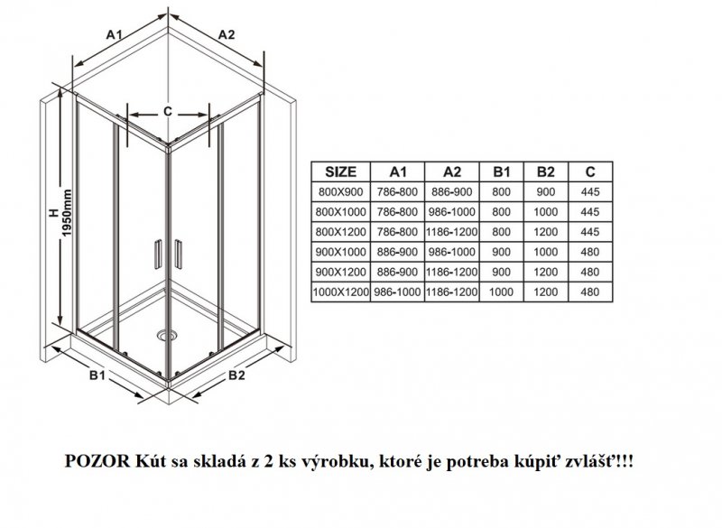 RAVAK Blix Slim Sprchovací kút 1 diel rôzne rozmery a prevedenia, číre sklo BLSRV2K
