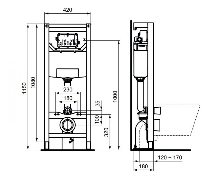 IDEAL Standard ProSys Podomietkový WC modul 120 P F R009667