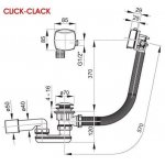 RAVAK Vaňový odtokový komplet s napúšťaním prepadom II Click-clack chróm, rôzne rozmery
