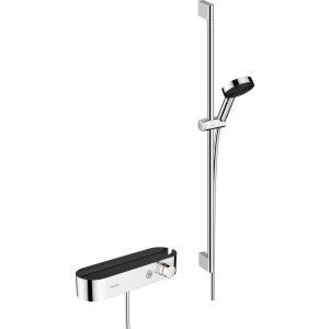 HANSGROHE Pulsify Select Sprchový systém 105 3jet Relaxation s ruční sprchou, termostatem, sprchovou tyčí, Jezdci a sprchovou hadicí různá provedení Typ: 24270000 délka sprchové tyče 90 cm