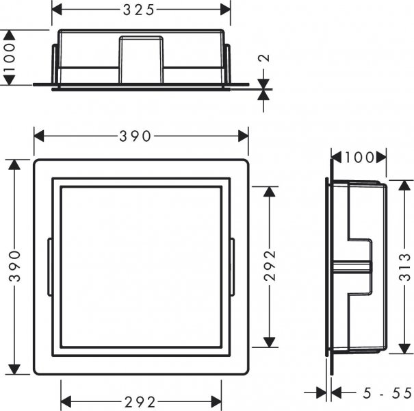 HANSGROHE XtraStoris Individual Výklenok do steny s designovým rámom, 30x30x10 cm rôzne prevedenia