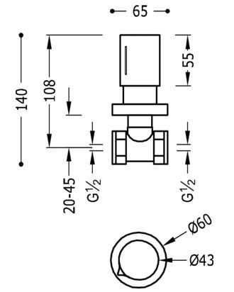 Tres Loft Uzatvárací ventil 1/2 " chróm 06115501 (061.155.01)
