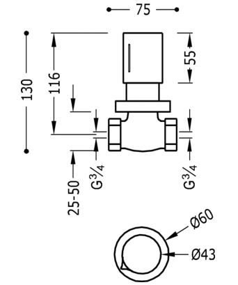Tres Loft Uzatvárací ventil 3/4 " chróm 06151101 (061.511.01)