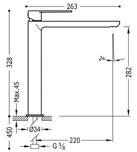 Tres Loft Jednopáková umývadlová batéria 300x263 mm, rôzne prevedenia