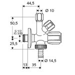 Schell Kombinovaný rohový ventil s rukoväťou COMFORT a vrškom chróm 035510699