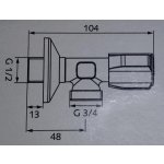 Schell Pripojovaci rohový ventil pračkový COMFORT 1/2 - 3/4 s veľkou hlavicou chróm 054160699