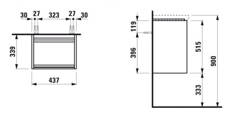 Laufen Lani Skříňka pod umyvadlo 43,5×34×53 cm, různá provedení