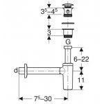 Geberit Umyvadlový odtok se zápachovou uzávěrkou, vnější ventilová zátka se stlačovacím ovládáním, vodorovný odtok s lesklým pochromováním 151.021.21.1
