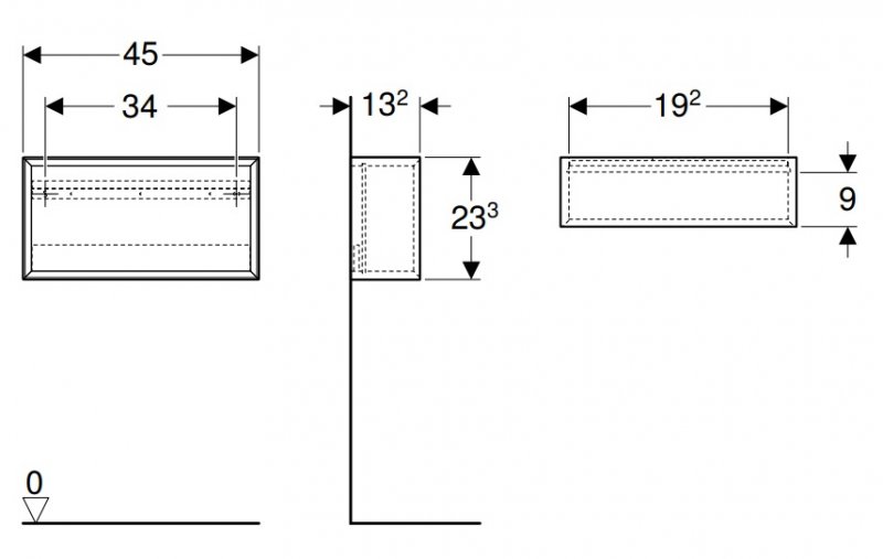 Geberit iCon Obdélníkový nástěnný box 450 x 233 x 132 mm, různé provedení