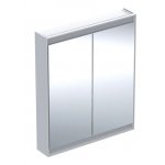 Geberit ONE Zrcadlová skříňka s ComfortLight a dvěma dveřmi, nadomítková montáž různé provedení Typ: 505.812.00.2 Bílá / Hliník s práškovou povrchovou úpravou, šířka 75 cm
