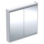 Geberit ONE Zrcadlová skříňka s ComfortLight a dvěma dveřmi, nadomítková montáž různé provedení Typ: 505.813.00.2 Bílá / Hliník s práškovou povrchovou úpravou, šířka 90 cm