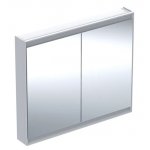 Geberit ONE Zrcadlová skříňka s ComfortLight a dvěma dveřmi, nadomítková montáž různé provedení Typ: 505.814.00.2 Bílá / Hliník s práškovou povrchovou úpravou, šířka 105 cm