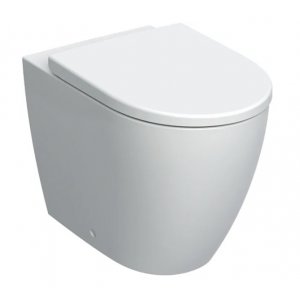 Geberit iCon Súprava stojaceho WC s hlbokým splachovaním, v jednej rovine so stenou, uzavretý tvar, Rimfree, s WC sedadlom Alpská biela / Matné, 36 x 46 x 56 cm 502.383.JT.1
