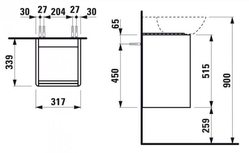 Laufen Base pro Ino Skříňka pod umyvadlo 32×34×52 cm, různá provedení