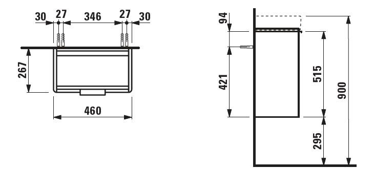 Laufen Base pro Laufen Pro S Skříňka pod umyvadlo 47 × 53,1 × 26,7 cm, různá provedení