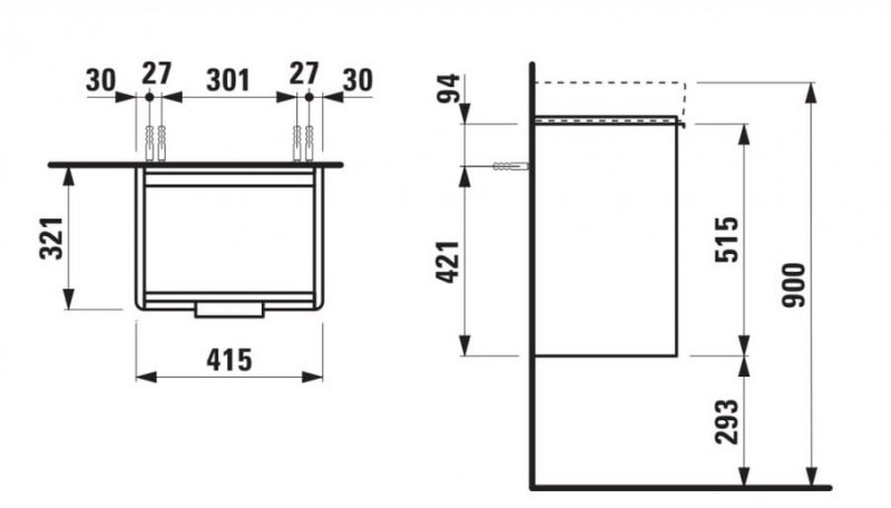 Laufen Base pro Laufen Pro S Skříňka pod umyvadlo 41,5 × 53,1 × 32,3 cm, různá provedení