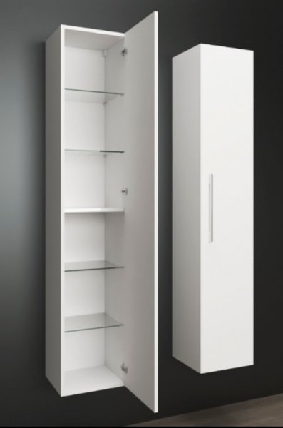 Aquatek ZEN1 Závěsná vysoká koupelnová skříňka s jedněmi otevíracími dvířky bílá lesklá, 320 x 1620 x 300 mm ZEN1