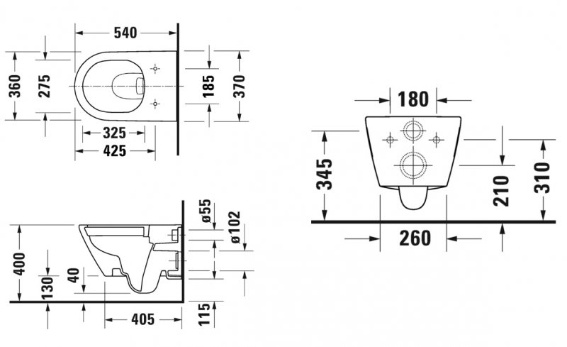 DURAVIT D-Neo Set závesného WC Rimless a sedátka 370 x 540 mm 45780900A1