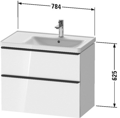 DURAVIT D-Neo Skrinka pod umývadlo závesná pre umývadlo D-Neo rôzne prevedenia, 784 x 452 mm