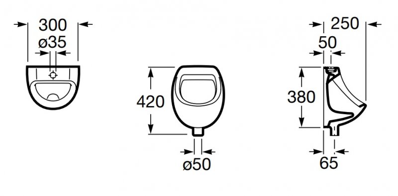 ROCA Mini Keramický urinál a přívodem vody výšky keramika A353145000