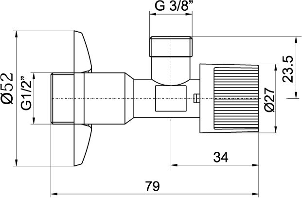 Novaservis Rohový ventil bez filtera 1/2"x 3/8" CF3003/10