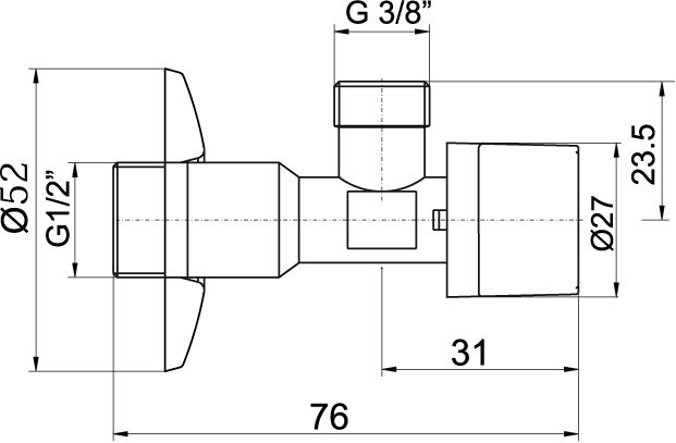 Novaservis Rohový ventil s krytkou a kovovou pákou 1/2x3/8 CF3009/10