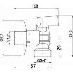 Novaservis Práčkový rohový ventil so spätnou klapkou 1/2"x3/4" CF3027