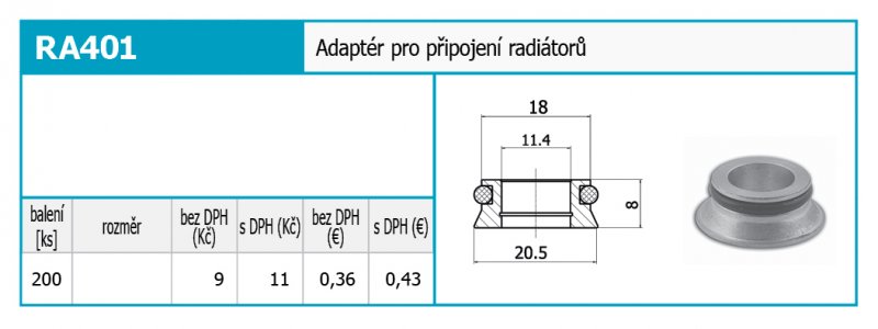 Novaservis Adaptér pre pripojenie radiátorov RA401