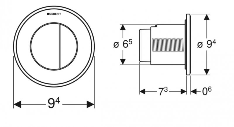 Geberit Pneumatické oddialené ovládanie typ 10, pre dvojité splachovanie, pre podomietkovú splachovaciu nádržku Sigma 8 cm rôzne prevedenie
