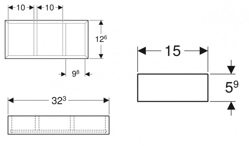 Geberit Priehradka do zásuvky, rozdelenie v tvare H, pre hornú zásuvku Láva / Štrukturovaný melamín, 323 x 59 x 150 mm 500.677.00.1